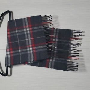 Cashmere scarf black red gray men made I Germany.
